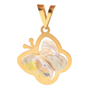 آویز گردنبند طلا 18 عیار زنانه ناریا مدل پروانه رنگ سفید